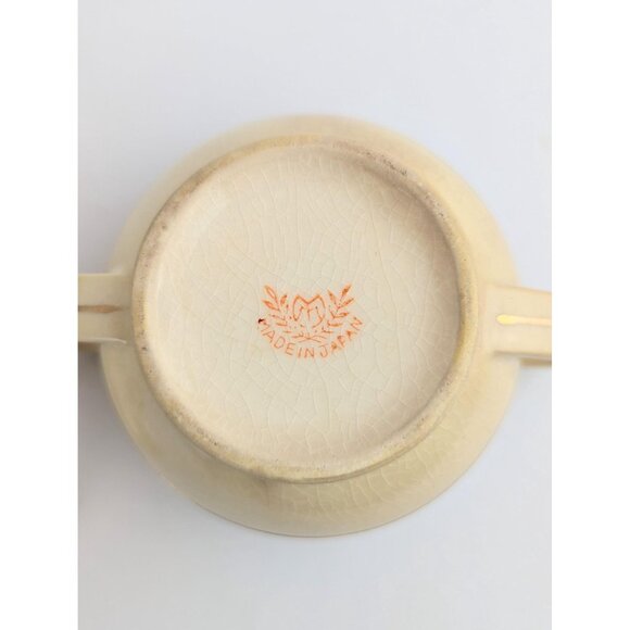 Antique 1920s Moriyama Porcelain Sugar Bowl w/Lid Dual Handle Mori-Machi Nippon - Picture 8 of 10